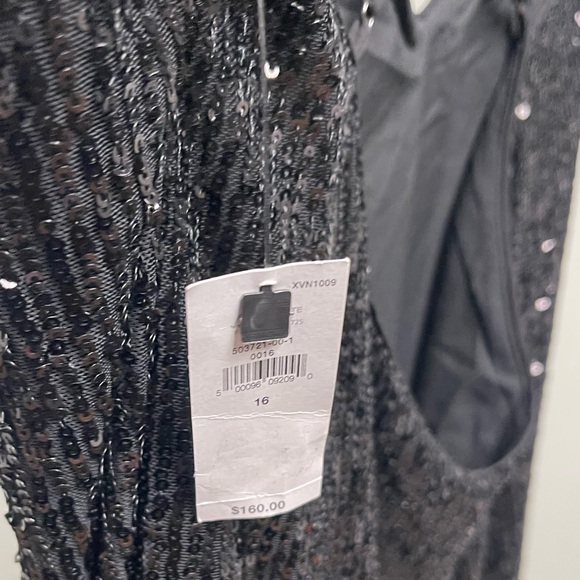 **NEW**Banana Republic Black Sequin Criss Cross Back Midi Slip Dress - Picture 4 of 4
